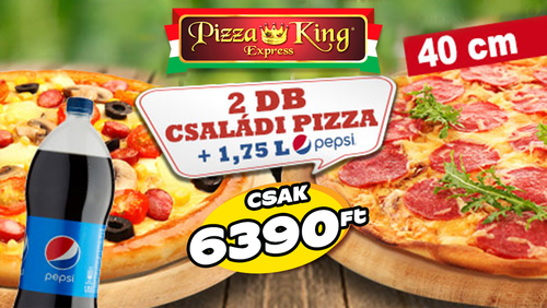 Pizza King 3 - 2 darab Családi pizza 1,75 literes Pepsivel - Szuper ajánlat - Online rendelés
